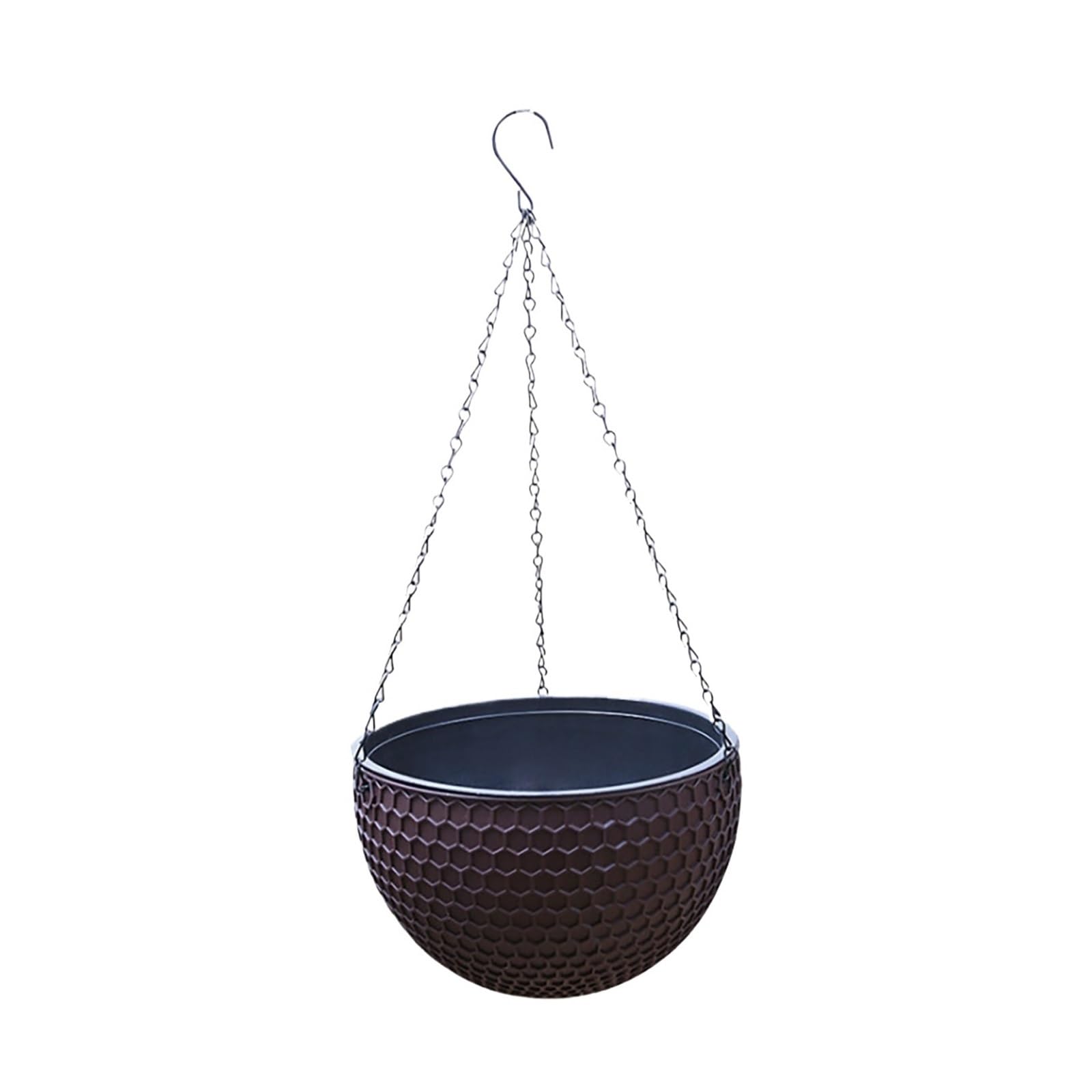 FJSNGPSBQPC Hanging Basket Planter Round Gardening, Plastic Brown Pot Comes With Drainer And Chain Flowers(Gray)