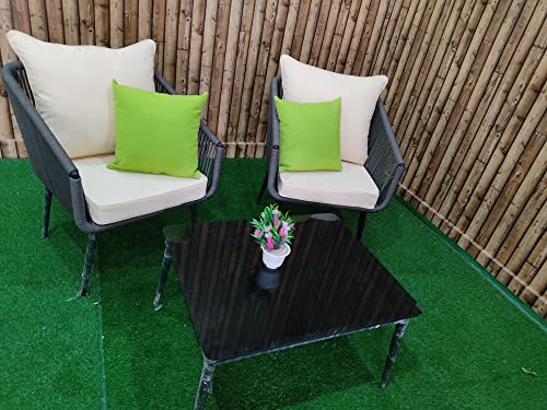 Image of LOCCUS 3-Piece Outdoor Patio Furniture Wicker Bistro Set, All-Weather Rattan Conversation Chairs for Backyard, Balcony and Deck with Soft Cushions, Glass Side Table(Grey and Beige)