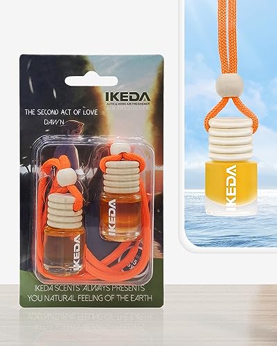 Image of ikeda fragrance Car Air Freshener, 2pcs 4ml Car Scents,45-Days Keep Fragrance,Automotive Hanging Diffuser Bottles,Remove Auto Odor Long-Lasting Fresh Air for Home Deodorizer (Glass, HA-MI-Malon)