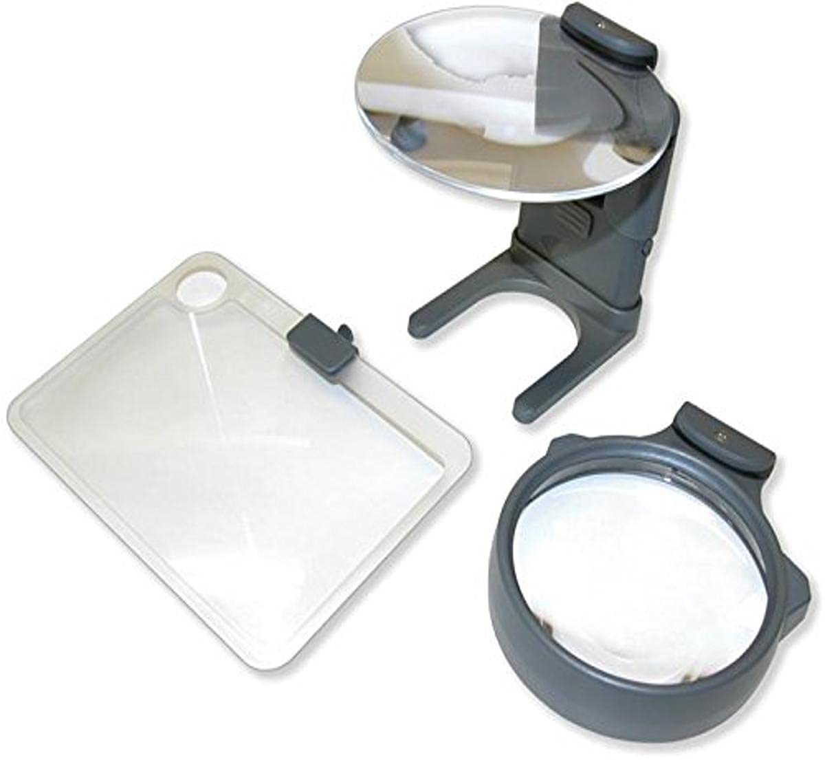 Carson HM-30 3-in-1 LED Lighted Hobby Magnifier, Grey