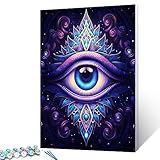 Tucocoo DIY Paint by Numbers for Adults Purple Flowers Canvas Painting Beginner to Advanced Number Painting Kit Yoga Eyes Decoration for Indoor Bedroom Office Outdoor16 x20 inch No Framed