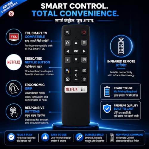 Image of Supreme E-Commerce Replacement Remote Control Suitable for TCL Smart TV, TCL Android TV & TCL 32 42 55 Inch led TV, No Programming Needed, Non Voice Command, Verify Before Purchase