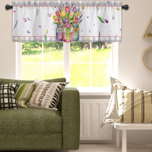 Gosuoa Spring Tulip Valance Curtains for Windows, 54 x 18 Inch — view 6
