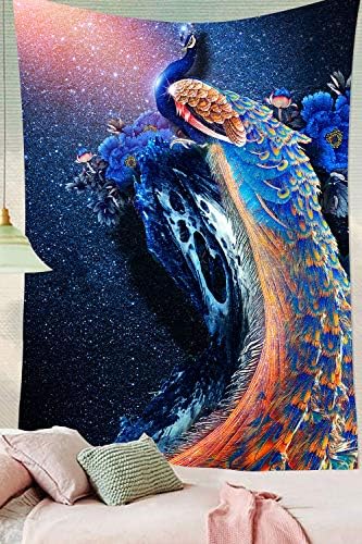 Simsant Noble Phoenix Tapestry Gorgeous Feathers Peony Galaxy Tapestry Wall Hanging for Bedroom Living Room Dorm SIZY0686 40"x60"(101x152cm)