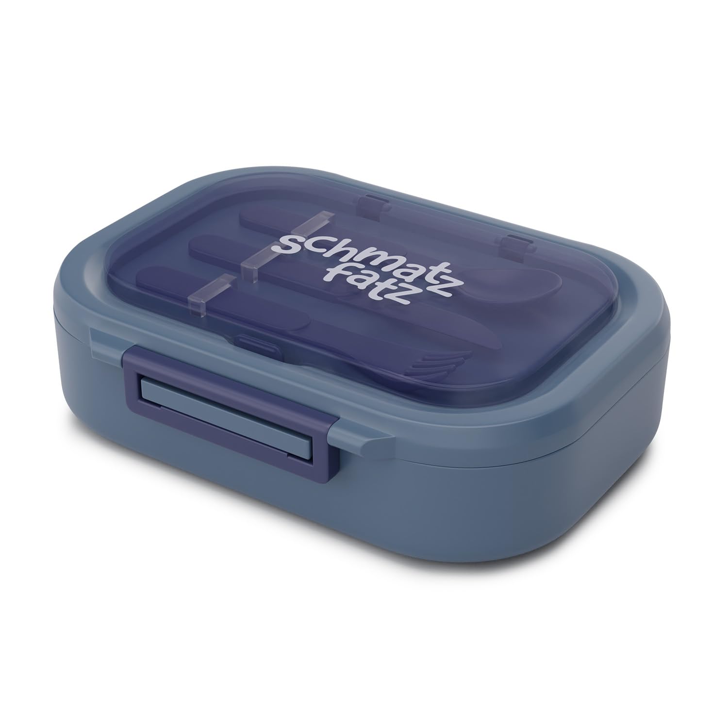 Klarstein Schmatzfatz - Portapranzo Ermetico, Lunch Box Con 3 Scomparti, Tritan Senza BPA, Lavabile In Lavastoviglie, Include Le Posate, Design Colorato, Blu Porcellana, Compatto & Portatile