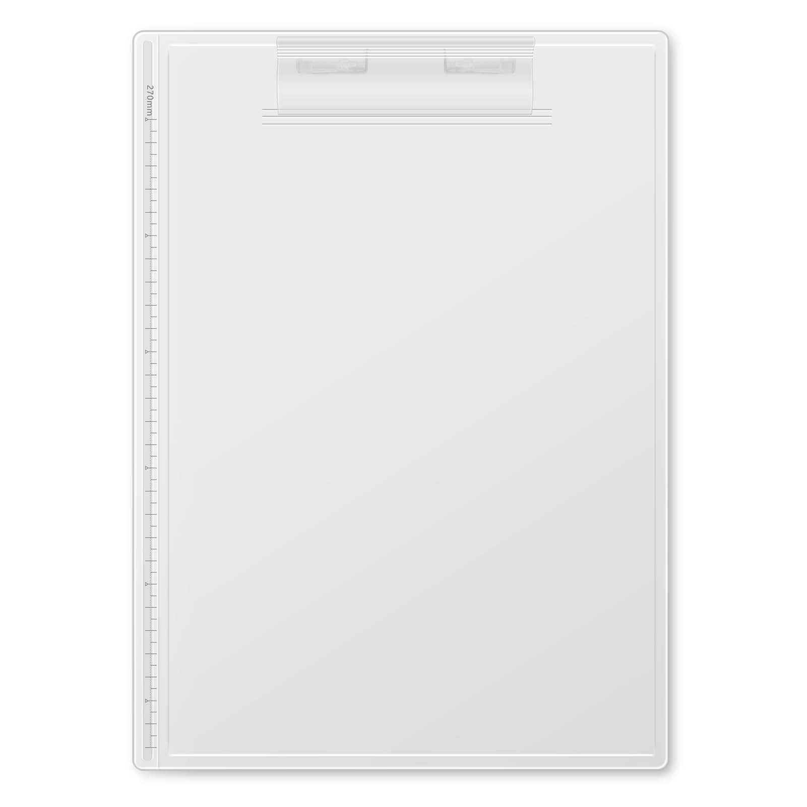 SimpolorA4 Clipboard, 1 Pack A4 Letter Size Acrylic Clipboards with Heavy Duty Clip & Side Ruler, Transparent Memo File Clip Board for Office Study Classroom