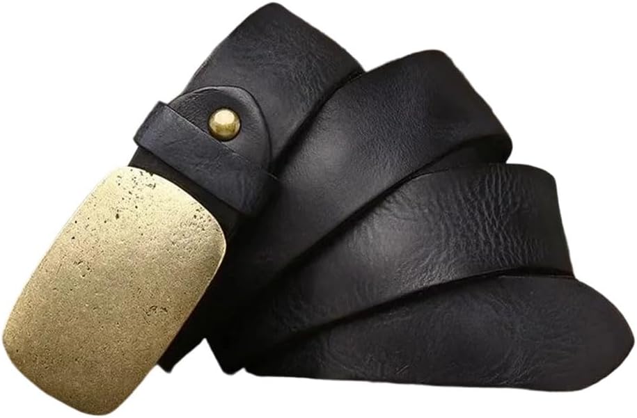 Men's Genuine Leather Belt Brass Buckle Fancy Vintage Jeans Cowboy Casual Work