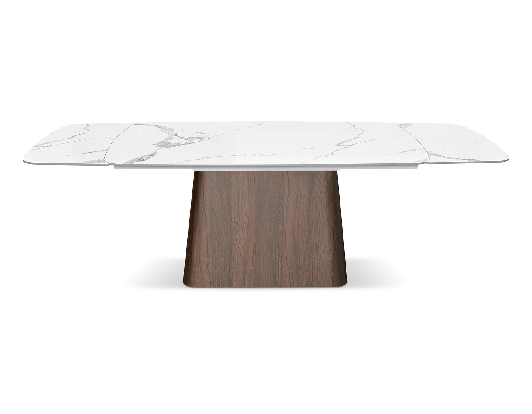 PAZZO DESIGN Tavolo Allungabile Teresa, Piano In Ceramica Bianco Statuario, Gambe Noce, Cucina, Soggiorno, Ceramica, 160 x 90 x h76 cm - id_2121