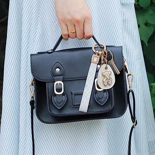 Microfiber Leather Wristlet Keychain,Wrist Keychain Car Key Chain with 5 Key Ring and Anti-Lost D Ring4