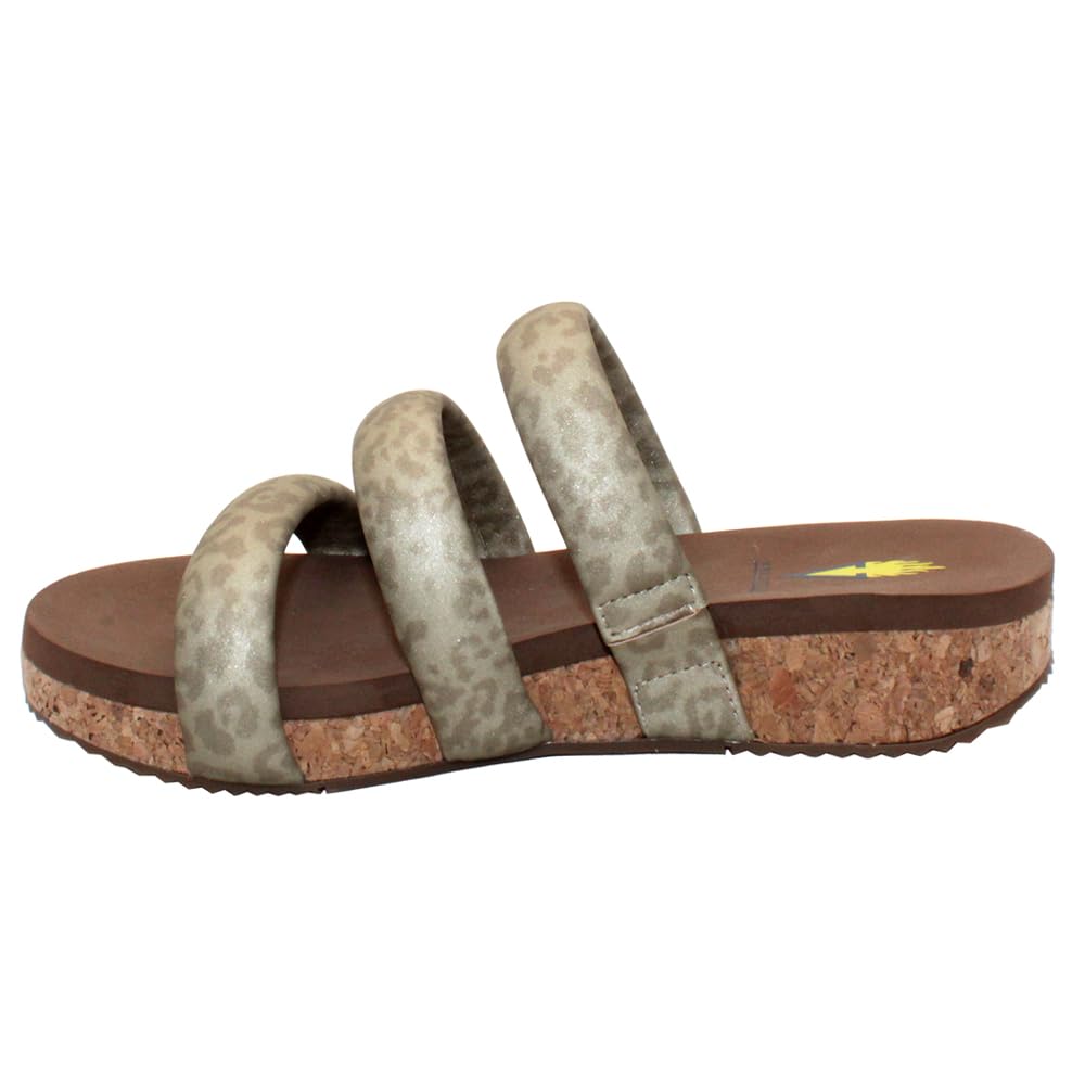 VOLATILEWomens Gillette Metallic Leopard Slide Sandals Sandals Casual - Beige, Champagne, 6 UK