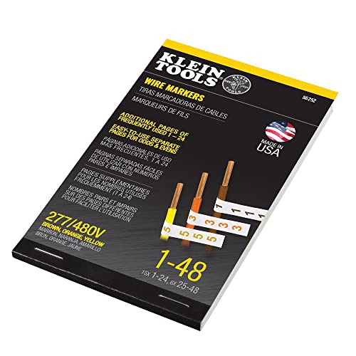 Klein Tools 56252 Wire Marker Book, 277/480V 3 Phase 1-48 #TOP1