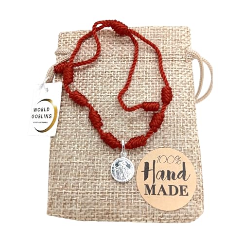 Pulsera de Hilo Rojo y San Cristobal Plata de Ley 925. Patrón de los Conductores, Suerte y Proteccion para Familia Parejas y Amistad. Ajustable. Regalos Originales Religiosos (San Cristobal 925)