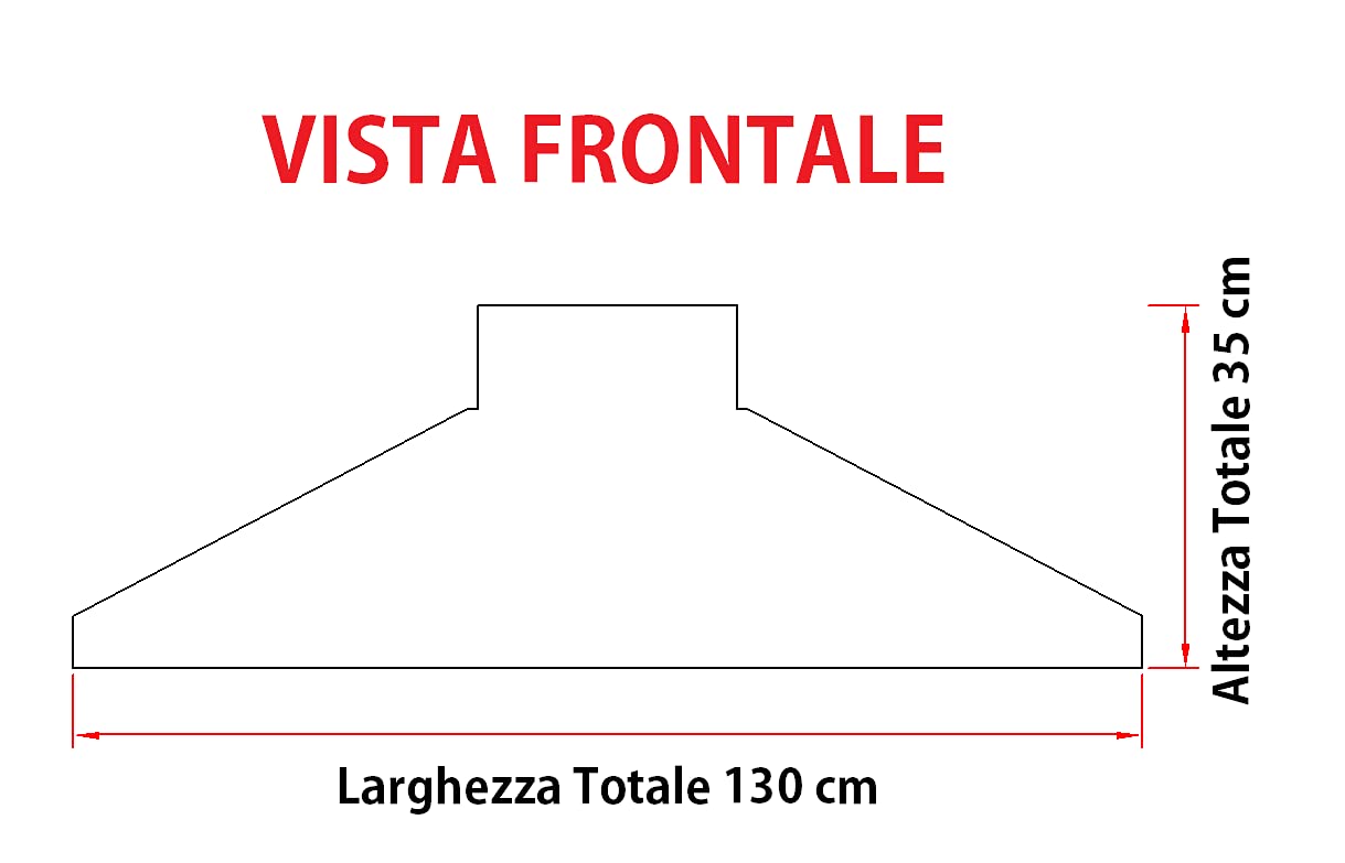 Campana para barbacoa, chimenea chimenea leña horno color gris Dimensiones L 130 x P 70 x H 35 cm