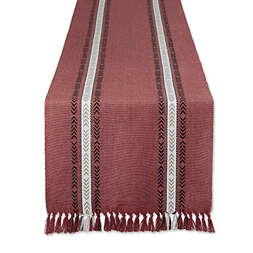 DII 14" x 108" Striped Cotton Dobby Table Runner, Dobby Clay, Table Runner, 14x108"