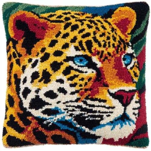 Kit de cojín con gancho de leopardo de 43x43cm con técnica de cierre de pestillo para sofá