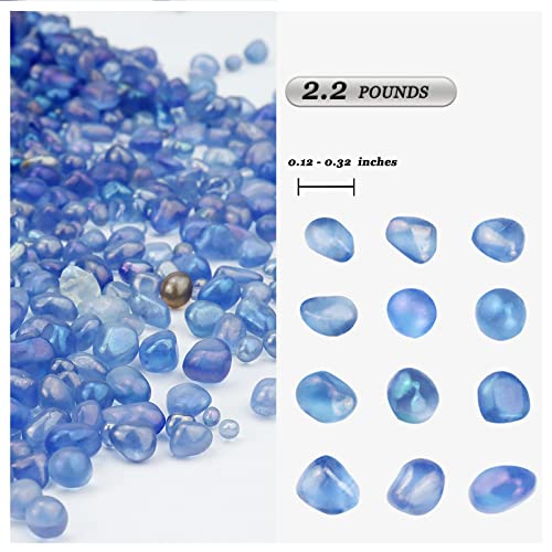 Bxi 2.2 Lbs Small Aquarium Substrate Gravel Sand, Polished Smooth Fish Tank Gravel, Colorfast Uncoated Vibrant Blue Sea Glass, Decorative Stones For Vase Fillers, Fairy Garden, Potted Plants #TOP1