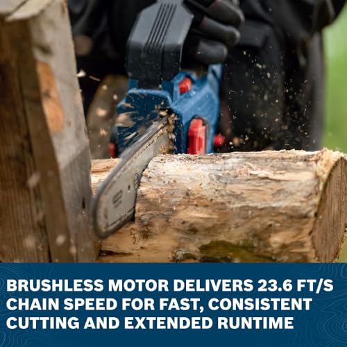 Image of BOSCH GKE18V-20N14X 18V Cordless Pruning Saw, 8-Inch Bar for Limbing, High-Speed Brushless Motor, Advanced Safety Features for Yard Work (Includes: 4.0Ah Battery and Charger)