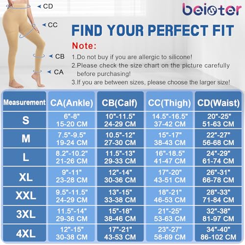 Image of Beister Medical Compression Leggings Women & Men 15-20mmHg Opaque Footless Waist High Compression Stockings & Thighs, Circulation Support Pressure Pantyhose for lipedema, Varicose Veins, Oedema, DVT