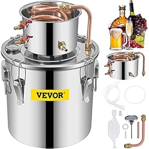 VEVOR Waterdistilleerder 12.3L moonshine still distiller roestvrijstalen waterdestilleerder 3.3 GAL distilleerder Automatische verwarming Waterdestilleerder 304 Roestvrij staal Waterbereiding