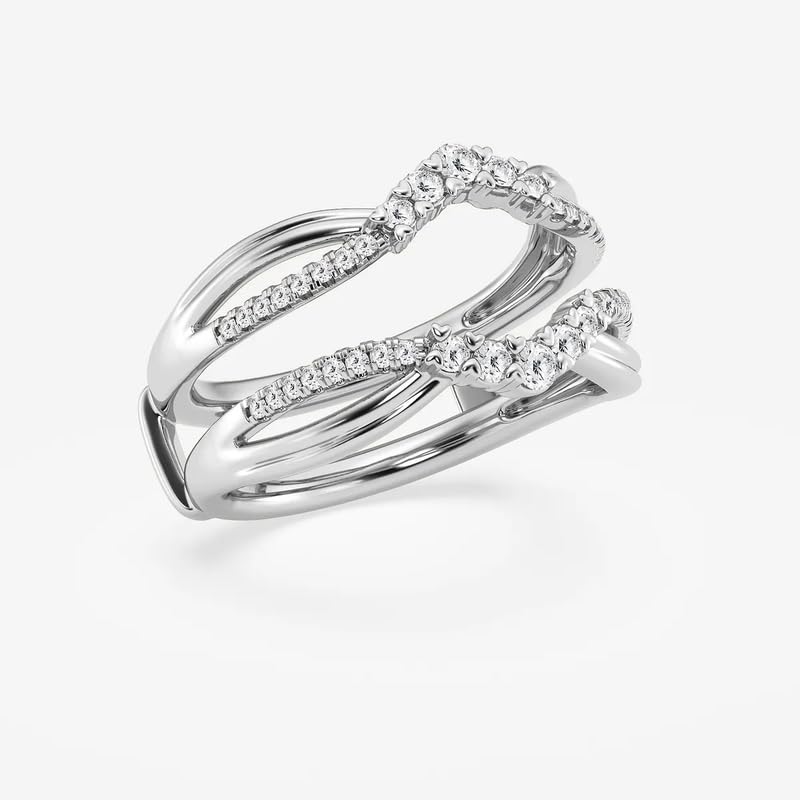 Personalizzare Jewel 1.0 ct taglio rotondo moissanite graduato anello di fidanzamento inserto Enhancer in argento Sterling 925 placcato oro 14k, DEF-VVS/VS, media, Moissanite Sterling Silver Gemstone,