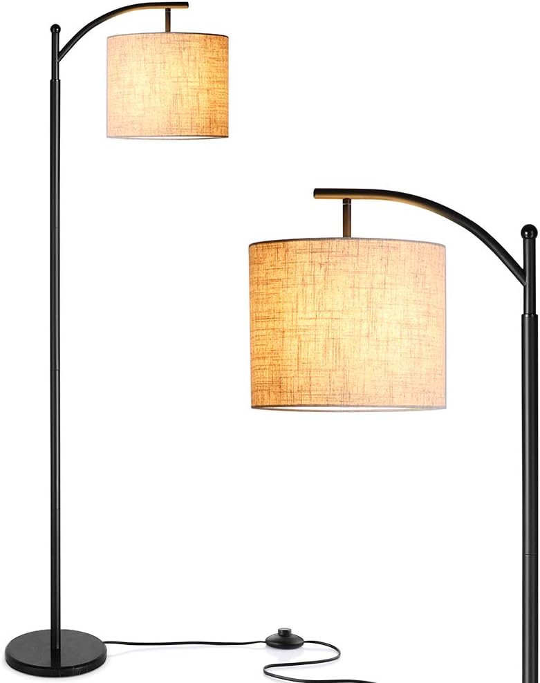 LED Floor Lamp, Zanflare Classic Arc Floor Lamp with Hanging Lamp Shade, Modern Floor Lamps for Living Room, Bedroom, Office, Lounge, Energy Saving Standing Lamp with 9W LED Bulb, Black (150cm)