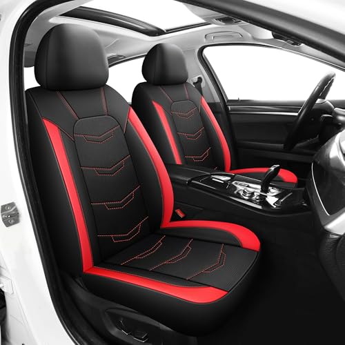 Image of HChengkikz Front Car Seat Cover, Breathable and Sporty (Black + Red)