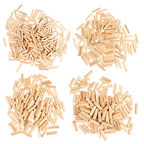 TEHAUX 500 Pcs Wood Dowel,Wood Dowels Assorted Sizes,Fluted Wooden Dowel for Furniture Crafts Woodworking (6-12MM)