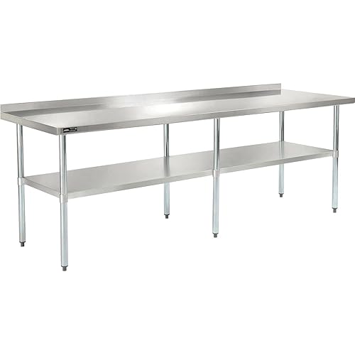 Nexel WB9630BSS Stainless Steel Worktable with Backsplash, 96"W x 30"D