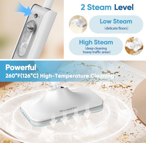 Image of Steam Mop All-in-one Multi-Functional Powerful Steam Cleaner, Handheld Detachable Floor Steamer with 2 Steam Level, 380ML Water Tank & 23FT Power Cord for Whole Home Use