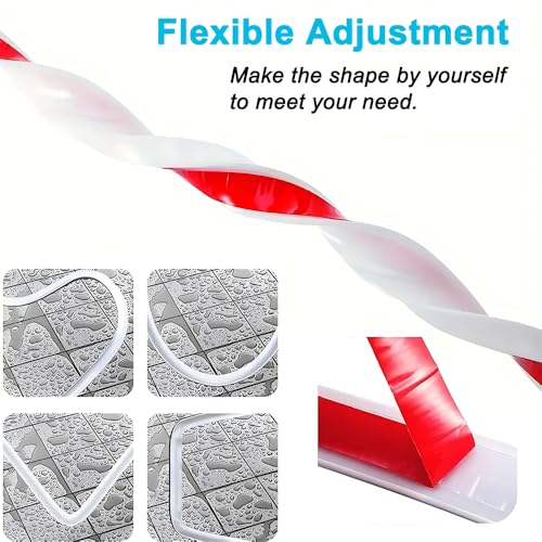 Yuexitech Schwallschutzleiste Dusche, Selbstklebende Duschwanne Dichtungsstreifen, Silikon Schwallschutz Dusche, Duschwanne Seal, Dusche Boden Wasser Barriere Für Küche, Bad (Weiß, 2m)