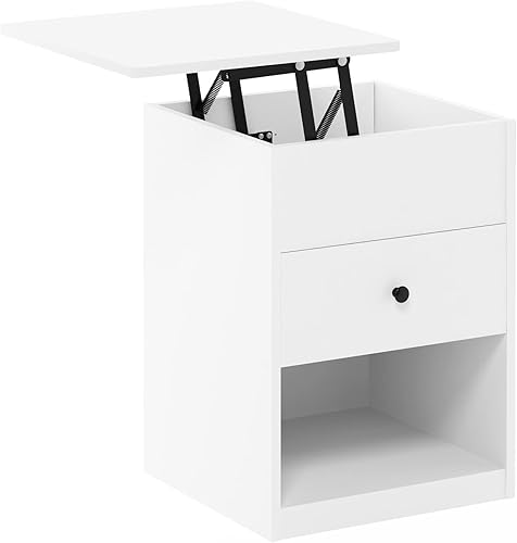 Miniatura 9 de Furinno Jensen Lift Top - Mesita de noche, color blanco sólido Blanco sólido,Americano,gris roble francés,https://www.amazon.com/dp/undefined