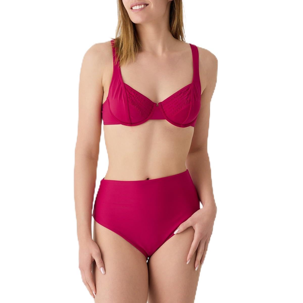 Janine Robin Bas de Maillot de Bain Culotte Haute Couvrante Darling Rouge