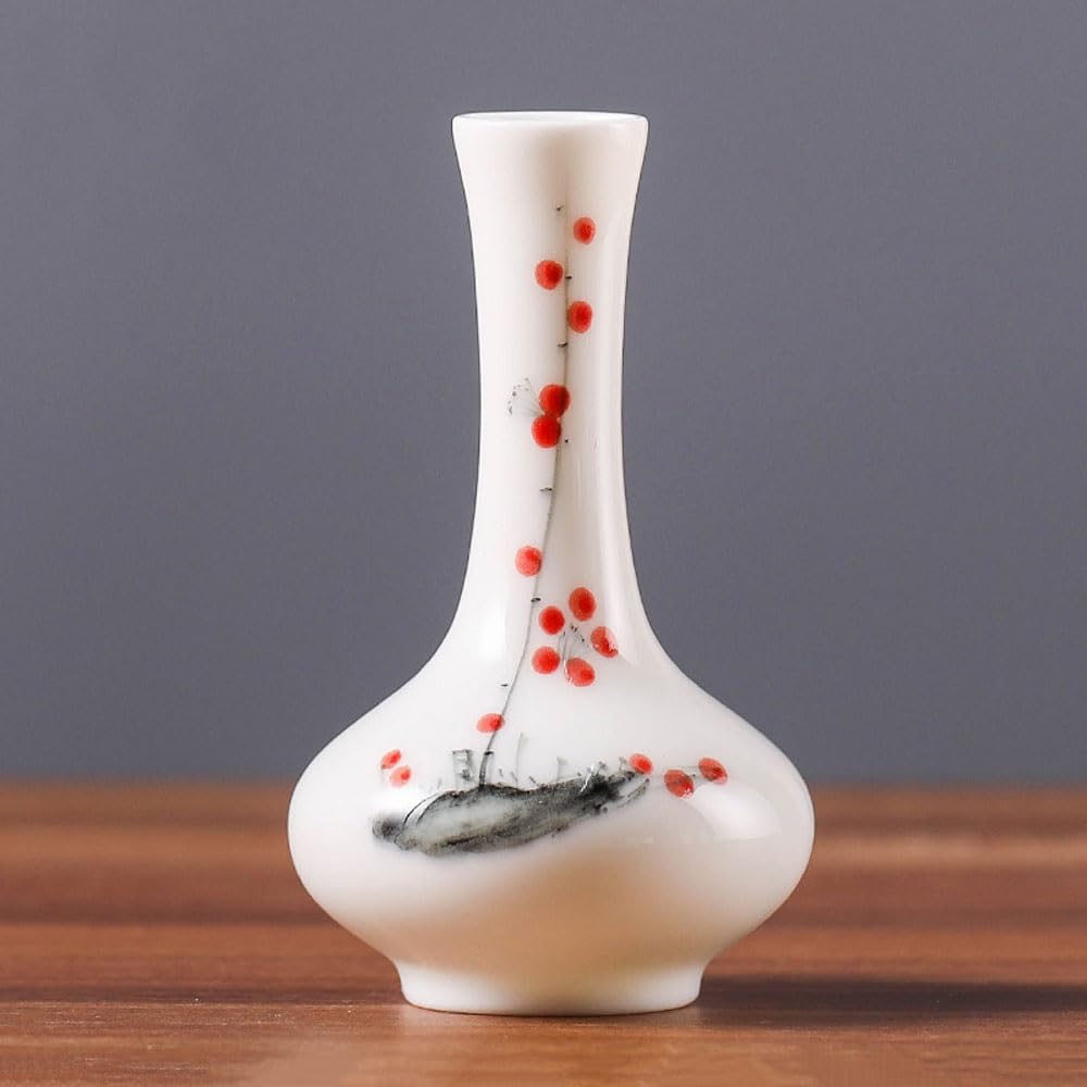 asdchZen Farmhouse Decor Hand Painted Colorful Ceramic Small Vase For Country Home Decoration, Living Room Decoration, Table Decoration, Fireplace, And Entrance Decoration Centerpieces,A