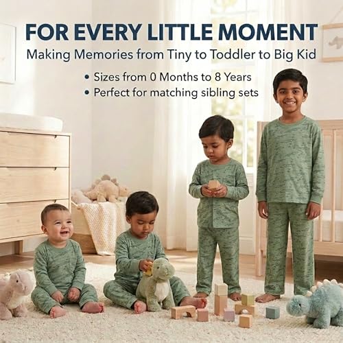 Image of The Mom Store Kids Cotton Night Suit for Boys and Girls | Breathable Night Dress for Kids Boys and Girls | Printed Nightsuit Pajama Set | Comfortable All-Season Sleepwear for Daily Use | Combo Set