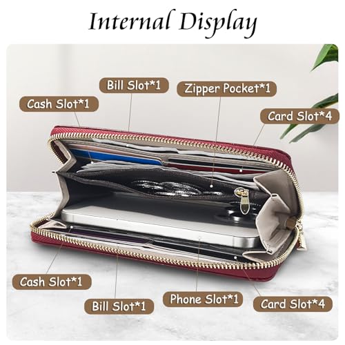 Wristlet Wallets for Women, PU Leather Clutch Wallet Purse, Credit Card Holder Wallet with Multi Card Slots4