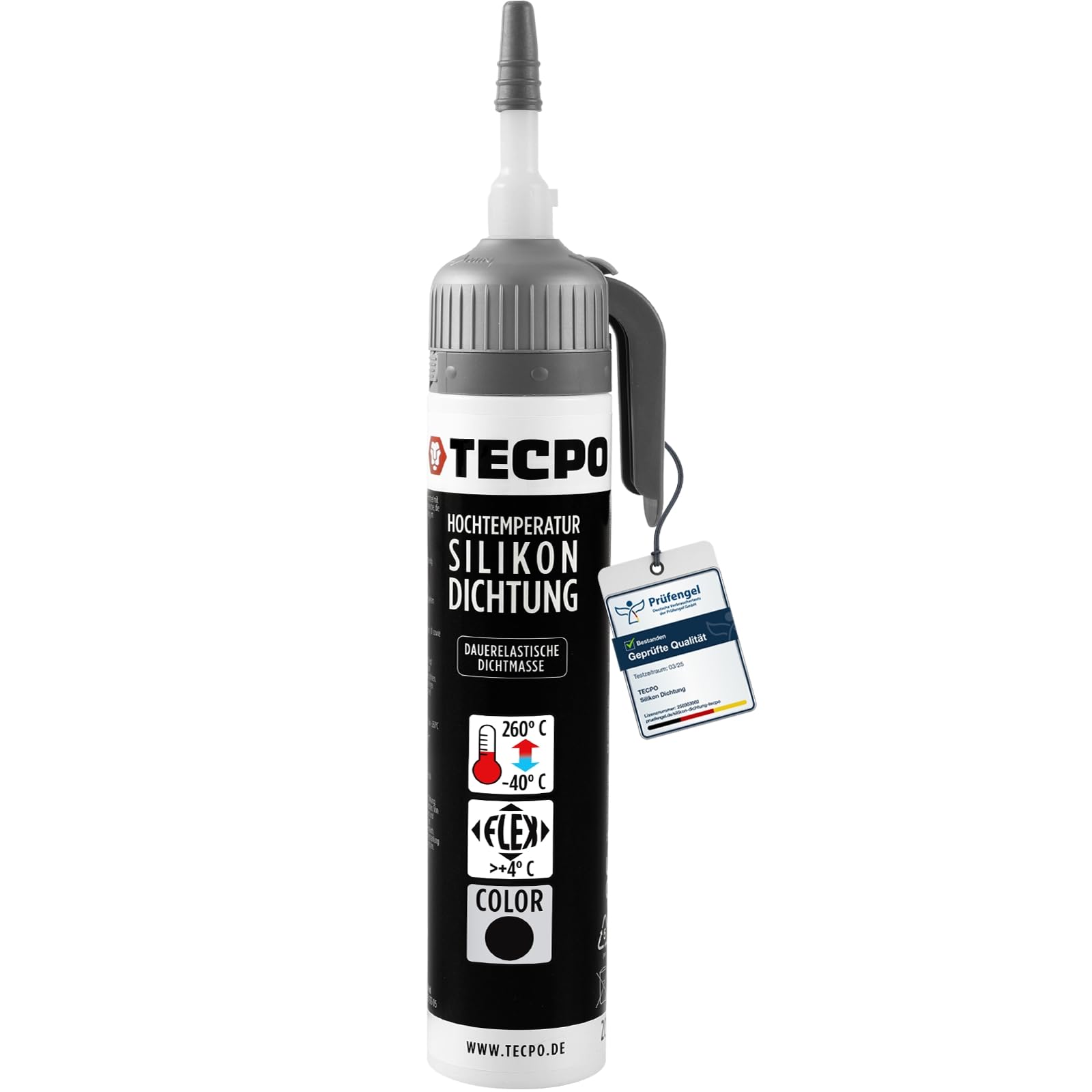 TECPO Hochtemperatur Dichtstoff Dichtmasse 200 ml Silikon Dichtung schwarz