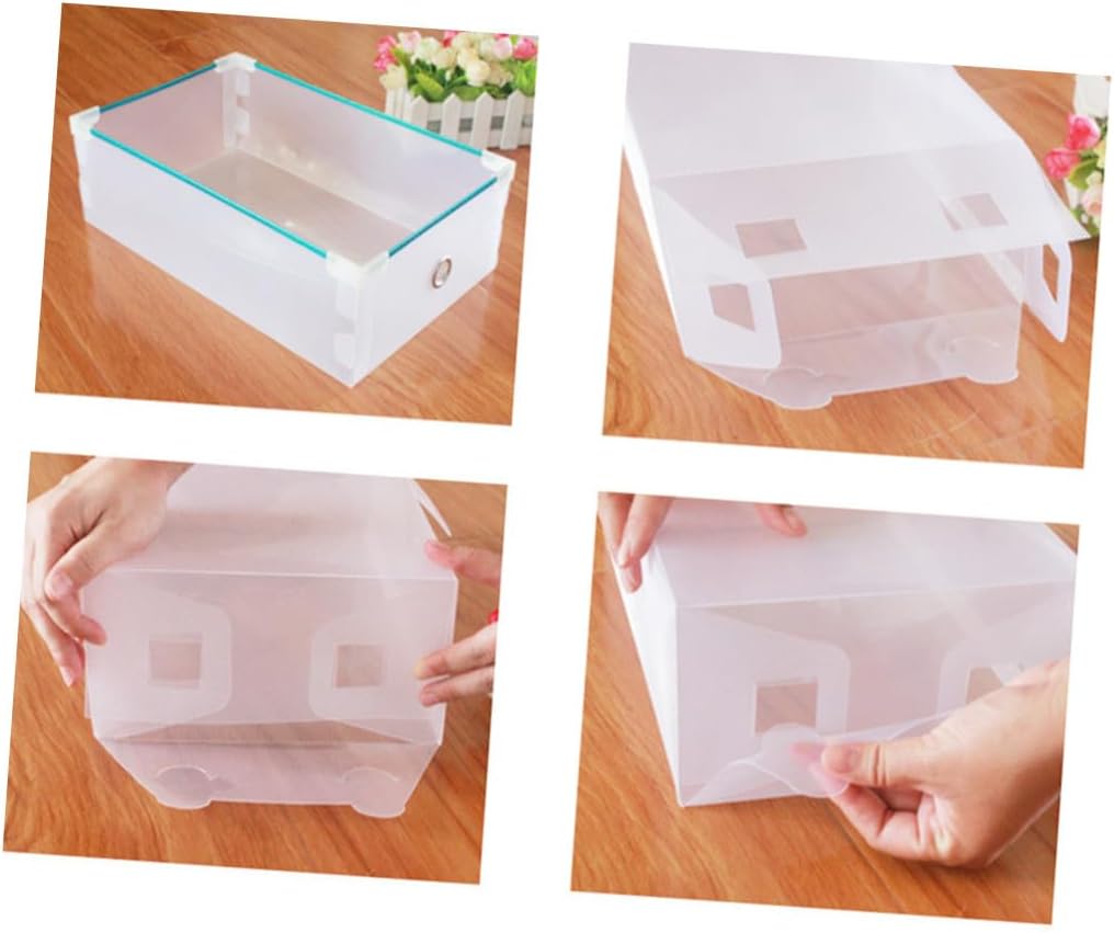 Kichvoe 6PCS Transparent Dust Shoe Boxes Plastic Storage Containers for Home and Shop Stackable Shoes Organizer with
