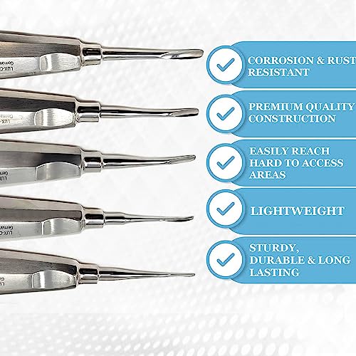 A2Z Scilab A2Z-LUX05 Dental Luxating Elevator Straight And Curved, Osteotome Periotome Apical Molt Oral Implant Surgical Root Extraction Spreadingstainless Steel  thumb #2