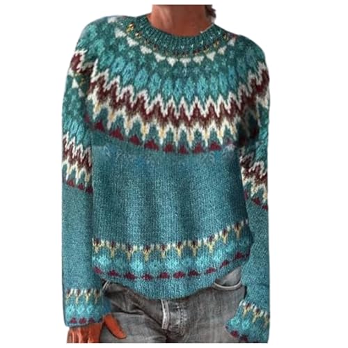 Lila Norweger Pullover Damen Original Weihnachten Pullover Winter Kaschmir Pullis Langarm Oberteile Elegant Rundhals Casual Warm Winterpullover...