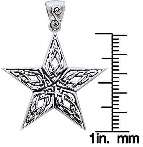 Sterling Silver Celtic Knot Work Star Pentacle Pendant Necklace 18"2