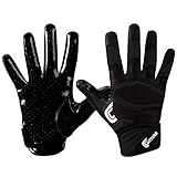 Cutters Gloves S451 Rev Pro 2.0 Receiver Football Gloves with Sticky C-Tack Grip, Solid Black, Adult L