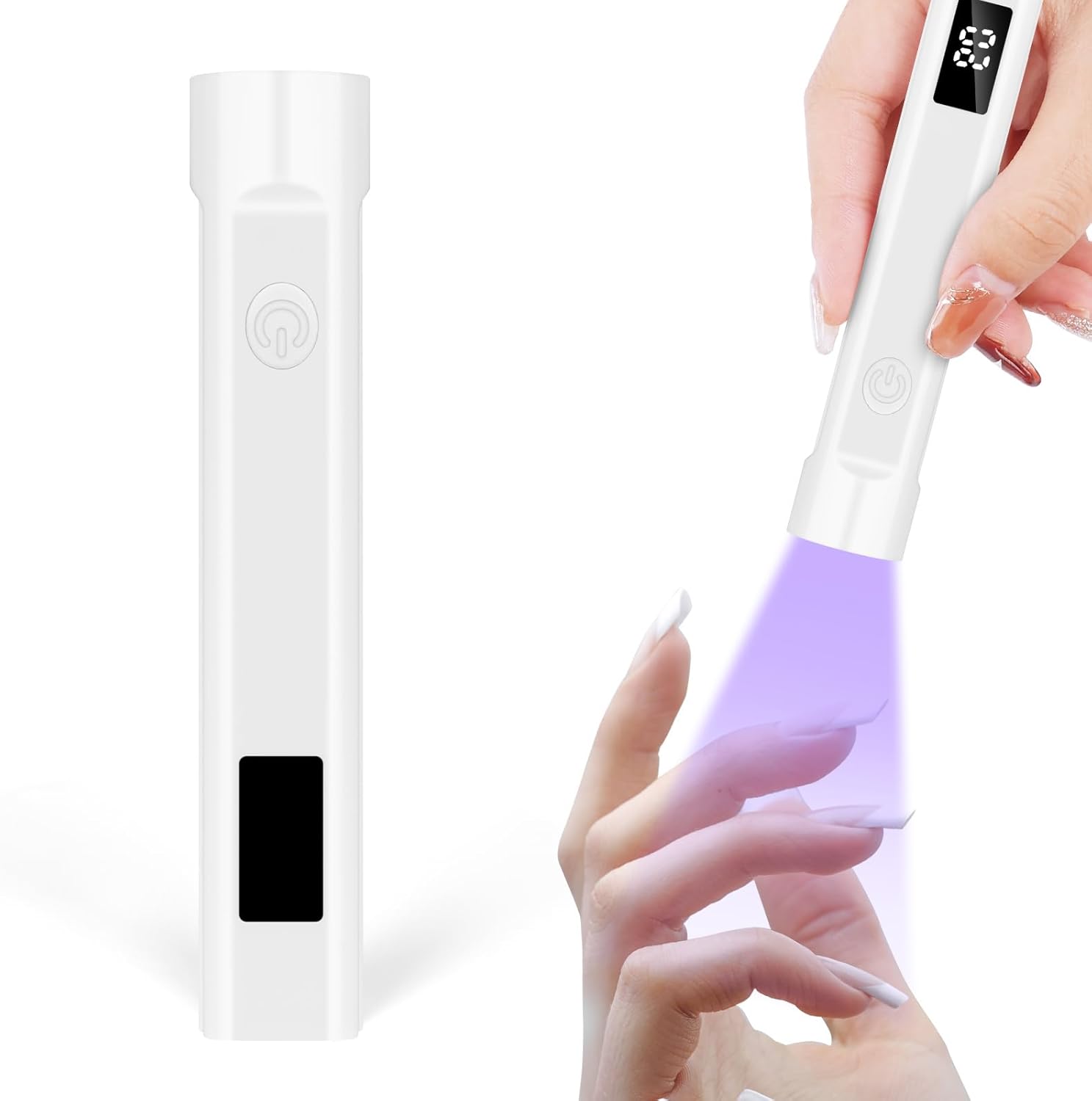 UV-nagellamp voor gelnagels, handheld UV-lamp met LED-scherm en 10s 30s 60s timer, handheld nageldroger met USB-stekker, snel uithardende nagellamp, mini-UV-nagellamp, draagbare nagellamp, wit UV-nagellamp voor gelnagels, handheld UV-lamp met LED-scherm en 10s 30s 60s timer, handheld nageldroger met USB-stekker, snel uithardende nagellamp, mini-UV-nagellamp, draagbare nagellamp, wit