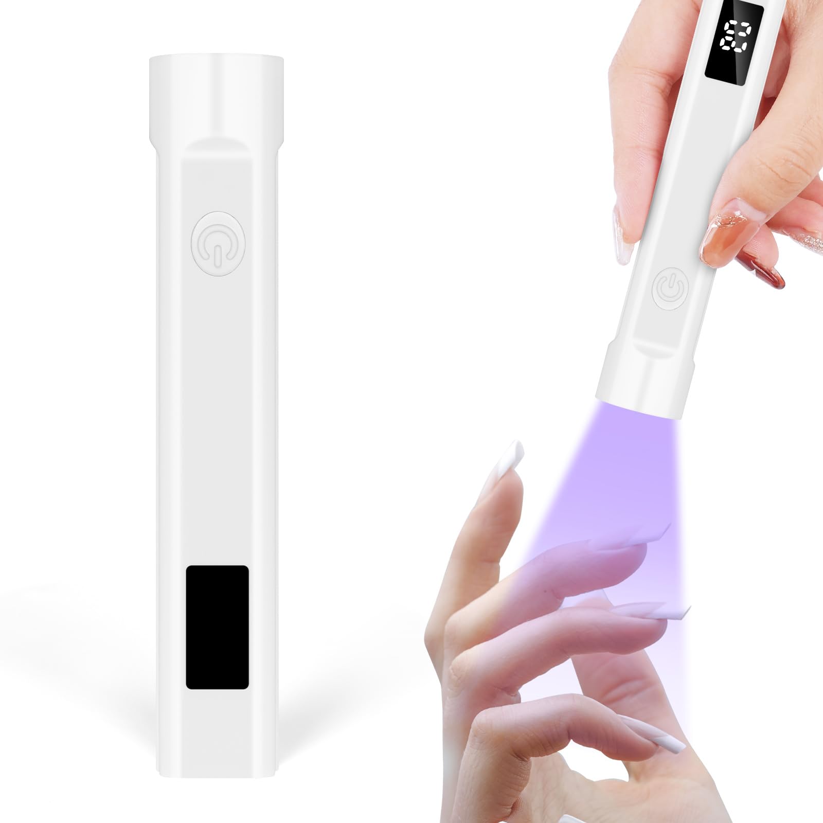 LOPHE Lámpara de Uñas UV de Mano, Secador de Uñas Portátil USB, Recargable Mini Lámpara de Uñas Led UV, Lampara UV LED Uñas Regalo para Salón de Bricolaje en Casa para Mujeres, Blanco