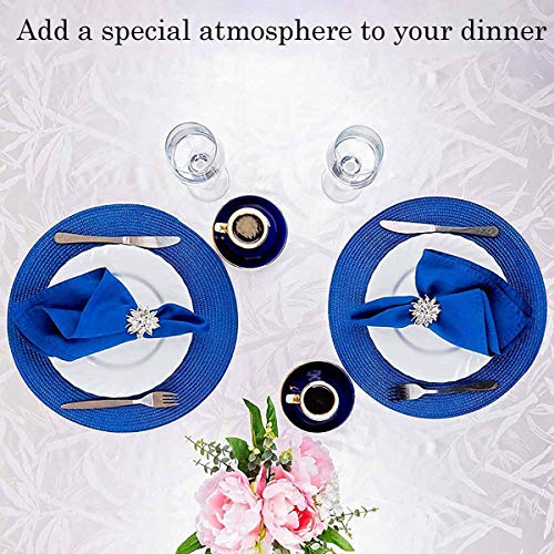 Napkin Rings Silver Set of 6 Lotus Flower Table Napkin Round for Wedding Christmas Luxury Serviette Buckles Holder for Birthday Party Festival Thanksgiving Dinner Dining Kitchen Decor with Gift Box