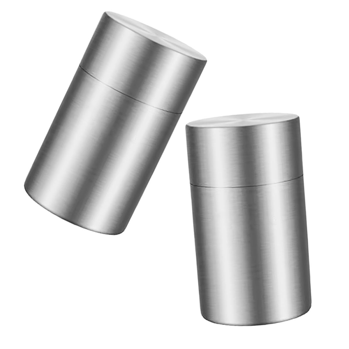 2pezzi Scatole in Acciaio Inox per Conservazione Contenitori Ermetici per Caffè Tè e Caramelle Barattoli Rotondi per Cucina con Doppio Coperchio