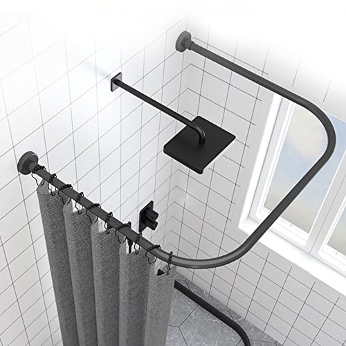Tringle à rideau de douche noire en U extensible pour éliminer les fuites d'eau