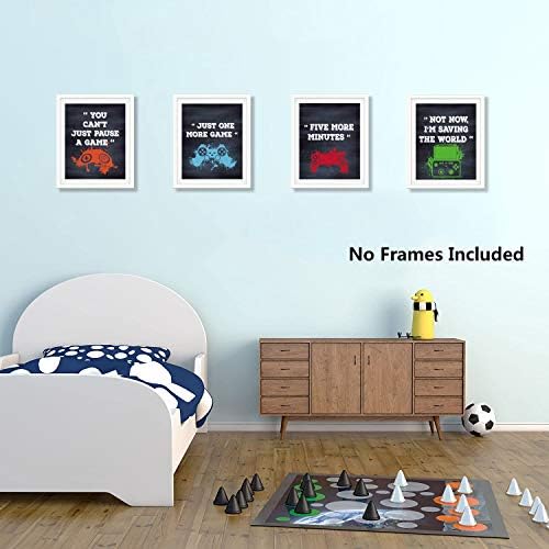 IARTTOP Funny Video Game Art Prints,Inspirational Gaming Quotes Art Posters,Watercolor Gamepad Canvas Pictures,Gamer Wall Art for Teen Boy Bedroom Kid Playroom Home Decor(Set of 4,8x10,Unframed)