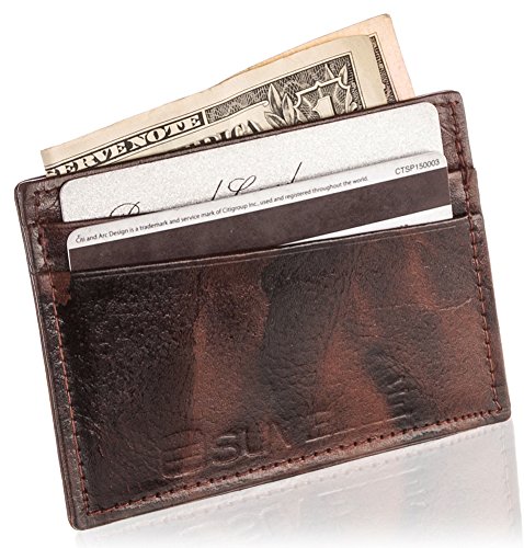 Mens Genuine Leather Credit Card Holder Minimalist Wallet Front Pocket Card Case Holder