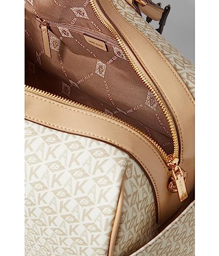 Anne Klein AK Cube Logo Weekender w/Pouch Oatmilk/White/Oatmilk One Size3