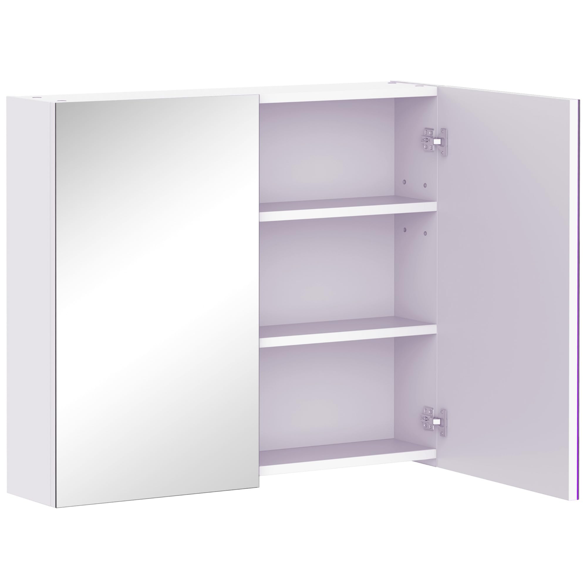 HOMCOM Armario de Pared con Espejo, 70 x 60 cm, Muebles de baño, Armario con Espejo y Estante Regulable, Blanco
